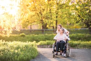 elderly woman in wheelchair