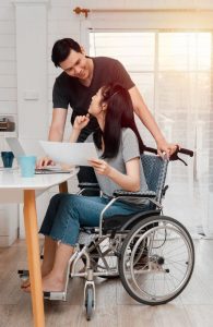 disabled woman with news